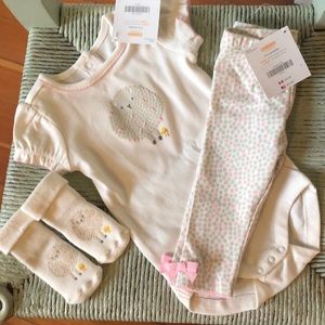 NWT Gymboree onesie and pants, NWOT socks 3-6 mos